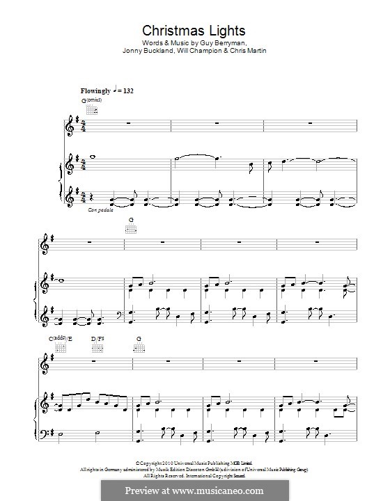 Christmas Lights (Coldplay): Para vocais e piano (ou Guitarra) by Chris Martin, Guy Berryman, Jonny Buckland, Will Champion