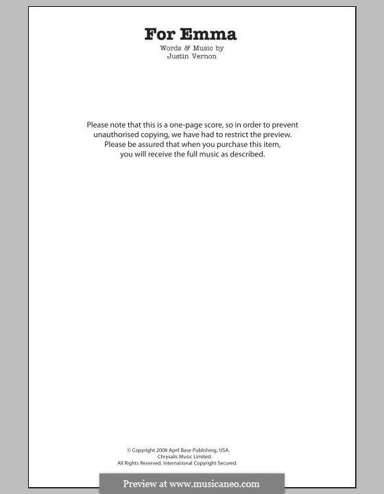 For Emma (Bon Iver): melodia by Justin Vernon