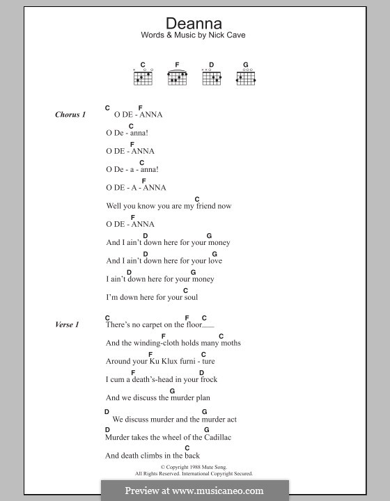 Deanna: Letras e Acordes by Nick Cave