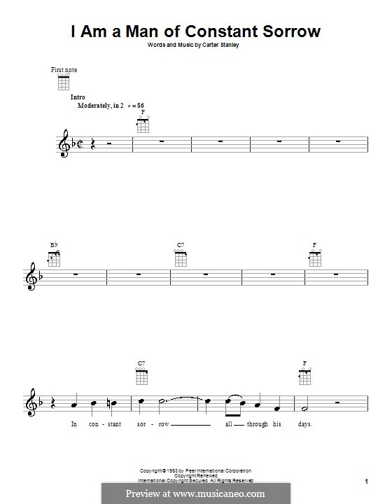 I am a Man of Constant Sorrow (The Soggy Bottom Boys): para ukulele by Carter Stanley