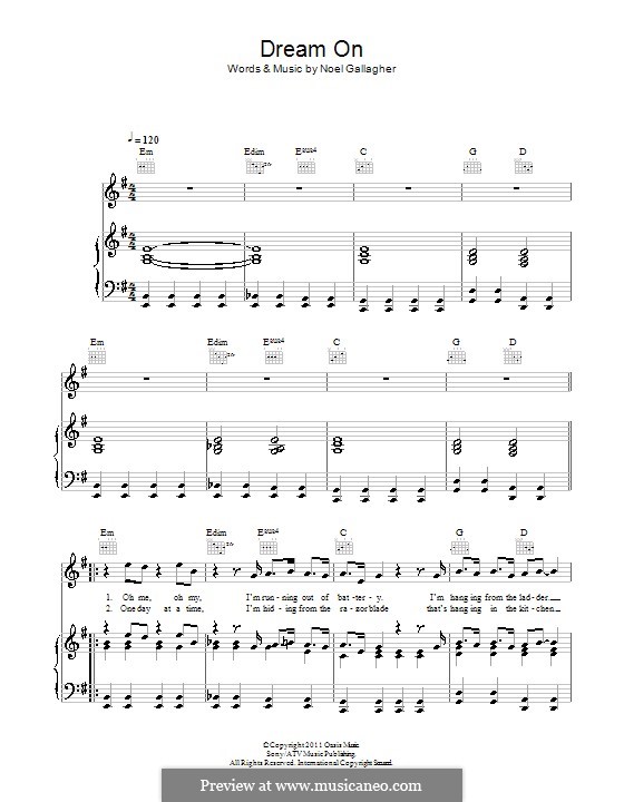 Dream on: Para vocais e piano (ou Guitarra) by Noel Gallagher