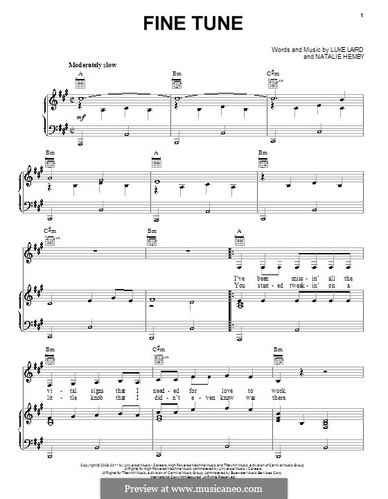 Fine Tune (Miranda Lambert): para vocais,piano ou guitarra by Luke Laird, Natalie Hemby