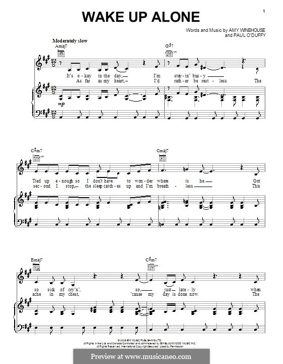Wake Up Alone: Para vocais e piano (ou Guitarra) by Amy Winehouse, Paul Staveley O'Duffy