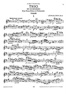 Piano Trio in B Minor, Op.4: parte do violino by Léon Delcroix