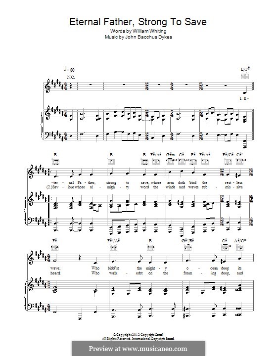 Eternal Father, Strong to Save: Para vocais e piano (ou Guitarra) by John Bacchus Dykes