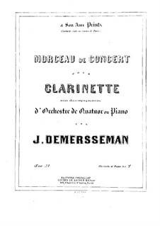 Concert Piece, Op.31: Score for clarinet and piano by Jules Demersseman