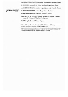 I puritani (The Puritans): Partitura Piano-vocal by Vincenzo Bellini