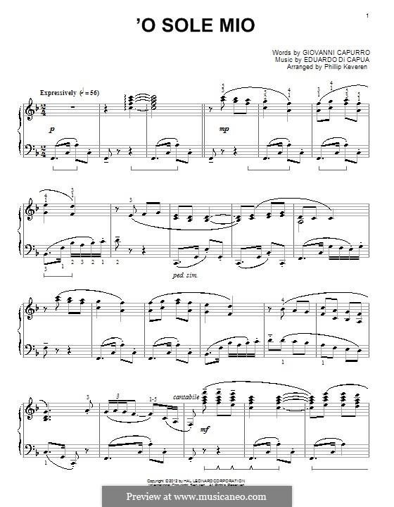 O Sole Mio: Para Piano by Eduardo di Capua