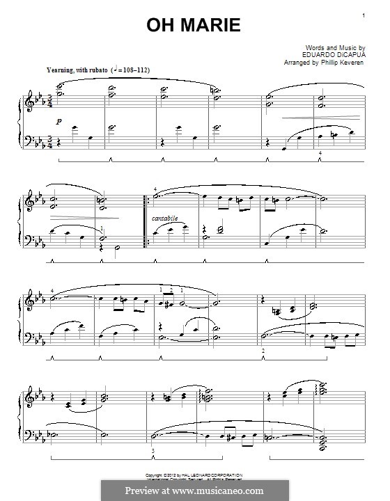 Oh Marie: Para Piano by Eduardo di Capua