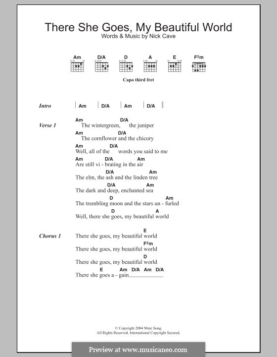 There She Goes (My Beautiful World): Letras e Acordes by Nick Cave