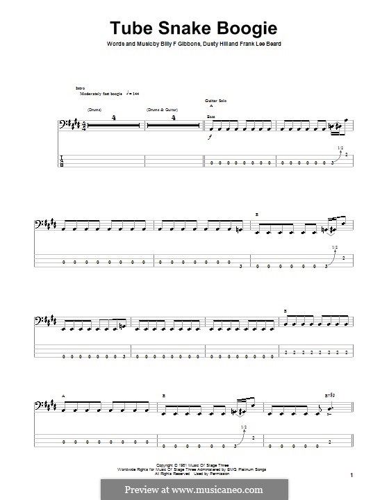Tube Snake Boogie (ZZ Top): para baixo com guia by Billy F Gibbons, Dusty Hill, Frank Lee Beard