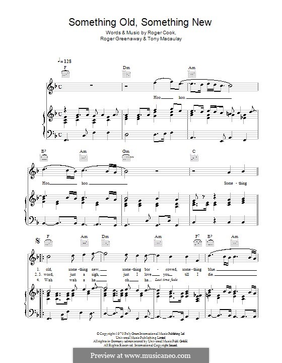 Something Old, Something New (The Fantastics): Para vocais e piano (ou Guitarra) by Roger Cook, Roger Greenaway, Tony Macaulay