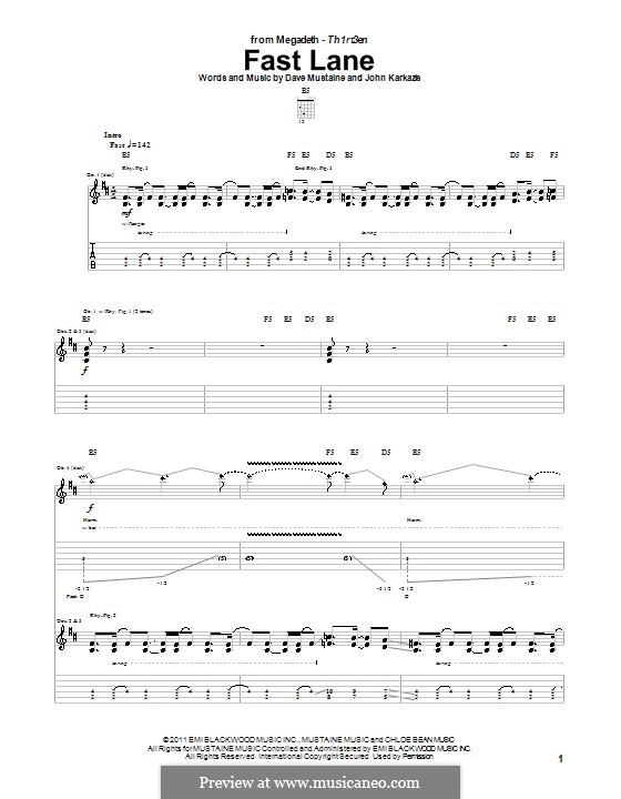 Fast Lane (Megadeth): Para guitarra com guia by Dave Mustaine, John Karkazis