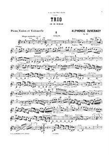 Piano Trio in E Minor, Op.11: parte do violino by Victor Alphonse Duvernoy