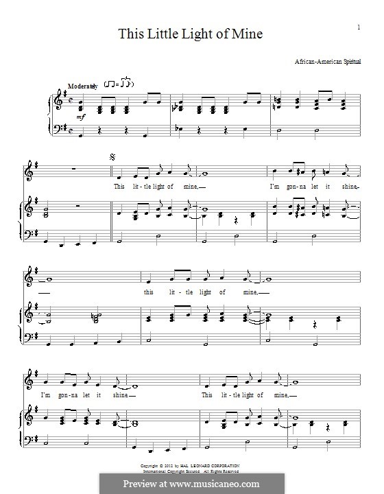 This Little Light of Mine (Printable scores): Para vocais e piano by folklore
