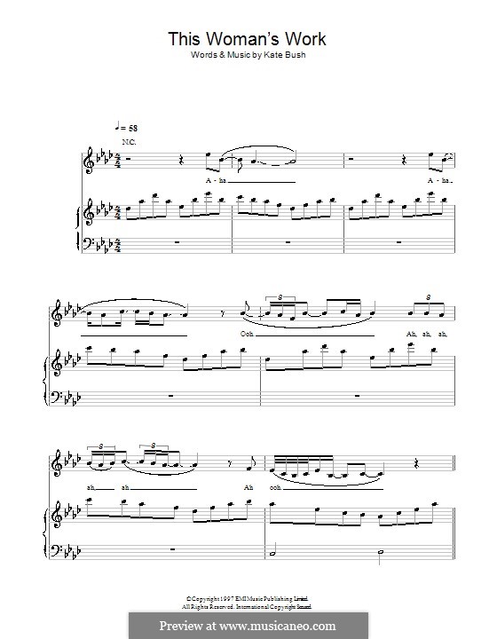 This Woman's Work (from She's Having A Baby): Para vocais e piano (ou Guitarra) by Kate Bush
