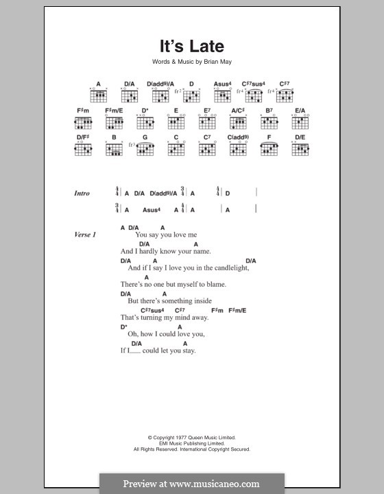 It's Late (Queen): Letras e Acordes by Brian May