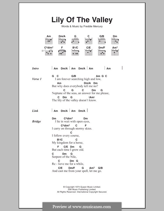 Lily of the Valley (Queen): Letras e Acordes by Freddie Mercury