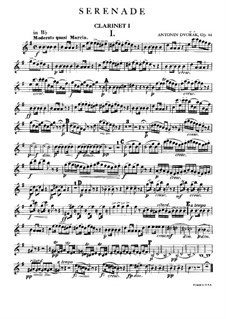 Serenade in D Minor, B.77 Op.44: clarinete parte I by Antonín Dvořák