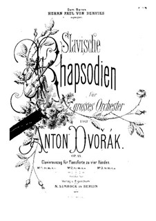 Rhapsody No.2 in G Minor: para piano de quadro mãos by Antonín Dvořák