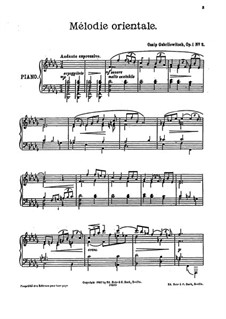 Five Piano Pieces, Op.1: No.2 Mélodie orientale by Ossip Gabrilowitsch