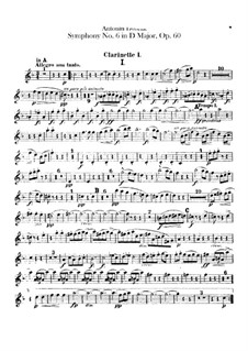 Symphony No.6 in D Major, B.112 Op.60: parte clarinetas by Antonín Dvořák