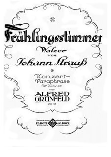 Voices of Spring. Concert Paraphrase on Theme by J. Strauss, Op.57: Para Piano by Alfred Grünfeld