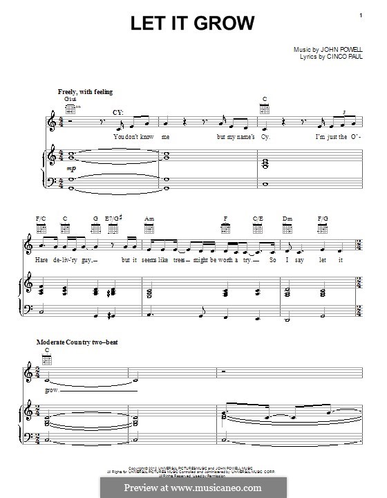 Let it Grow: Para vocais e piano (ou Guitarra) by John Powell