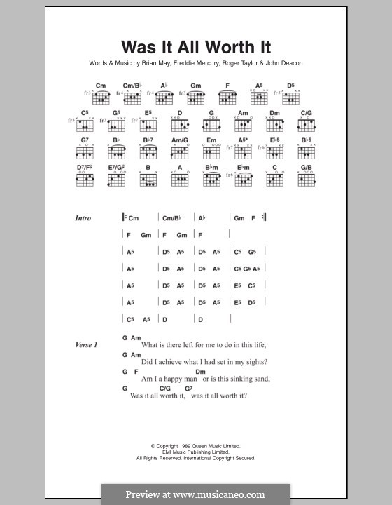 Was it All Worth it (Queen): Letras e Acordes by Brian May, Freddie Mercury, John Deacon, Roger Taylor