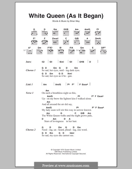 White Queen (As it Began): Letras e Acordes by Brian May