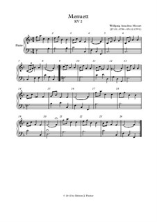 Minuet for Piano in F Major, K.2: para um único musico (Editado por H. Bulow) by Wolfgang Amadeus Mozart