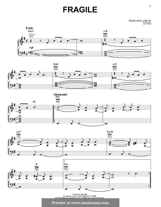 Fragile: Para vocais e piano (ou Guitarra) by Sting