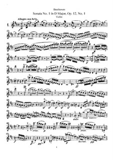 Three Sonatas for Violin and Piano, Op.12: Sonata No.1 – solo part by Ludwig van Beethoven