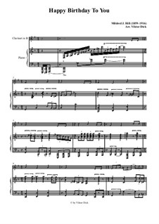 Happy Birthday to You: para clarinete e piano by Mildred Hill