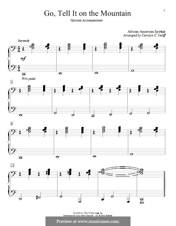 Go, Tell it on the Mountain (Printable Scores): Para Piano by folklore