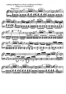 Die Wut über den verlorenen Groschen (The Rage Over the Lost Penny), Op.129: Para Piano by Ludwig van Beethoven