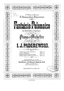 Polish Fantasy for Piano and Orchestra, Op.19: dois pianos de quatro mãos by Ignacy Jan Paderewski