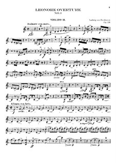 Leonore. Overture No.1, Op.138: violino parte II by Ludwig van Beethoven