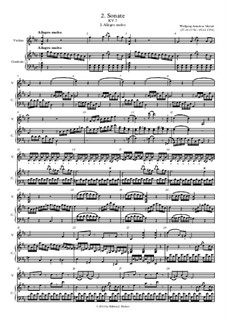 Sonata for Violin and Piano in D Major, K.7: Large format score by Wolfgang Amadeus Mozart