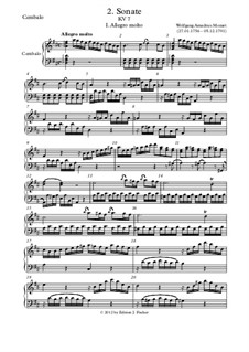 Sonata for Violin and Piano in D Major, K.7: piano (ou cravo) parte by Wolfgang Amadeus Mozart