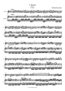 Sonata for Violin and Piano No.3 in B Flat Major, K.8: Large format score by Wolfgang Amadeus Mozart