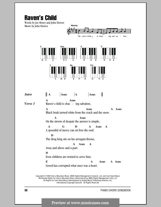 Raven's Child: letras e acordes para piano by John Denver