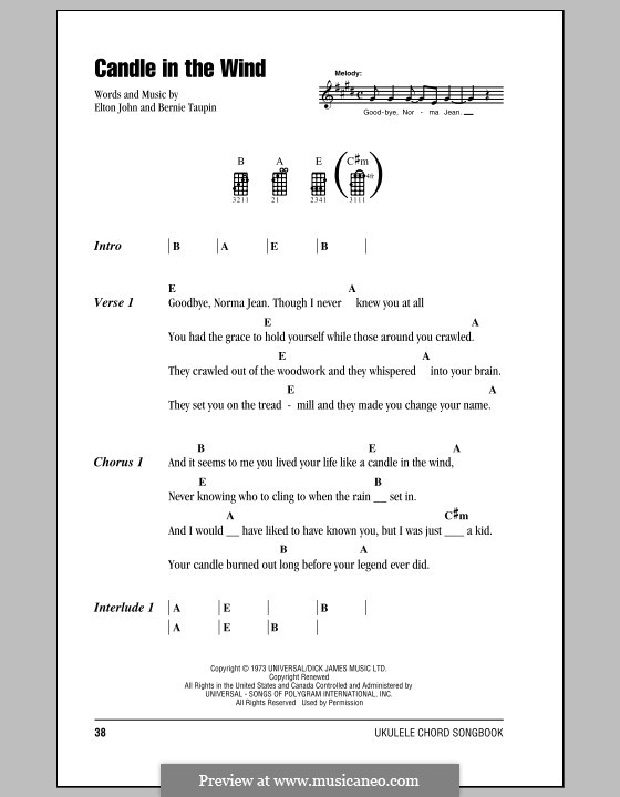 Candle in the Wind: para ukulele by Elton John