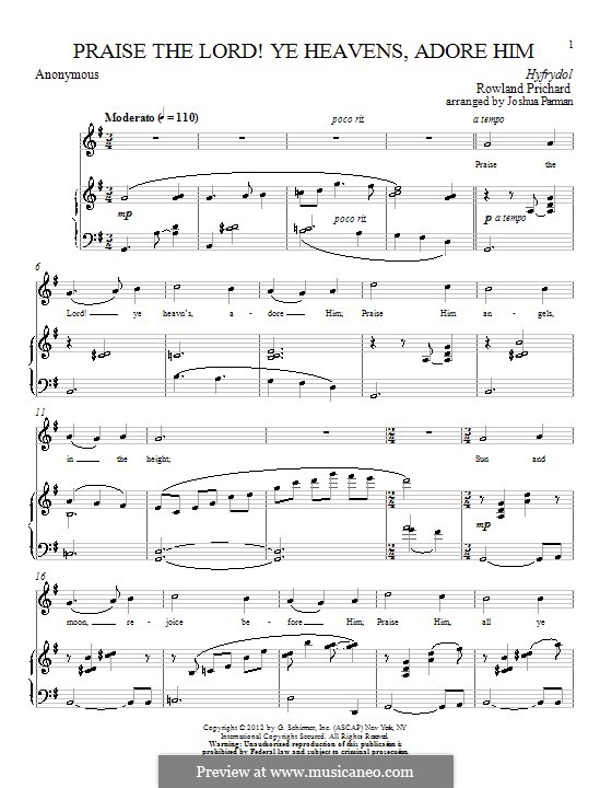 Praise the Lord, ye voices all: Para vocais e piano by Joseph Haydn