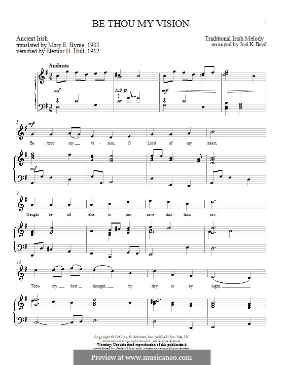 Be Thou My Vision (Printable scores) por folklore - Partituras on músicaNeo