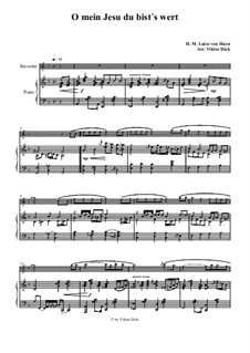 O mein Jesu du bist's wert: para gravador e piano by Henriette Maria Luise von Hayn