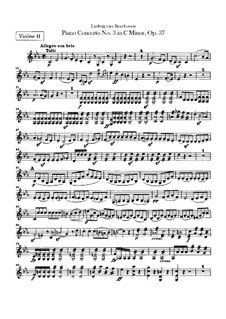 Concerto for Piano and Orchestra No.3, Op.37: violino parte II by Ludwig van Beethoven
