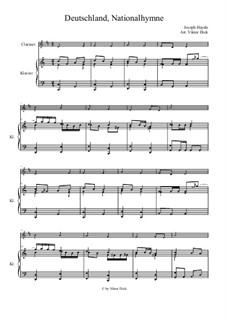 Austrian National Hymn, Hob.XXVIa/43: para clarinete e piano by Joseph Haydn