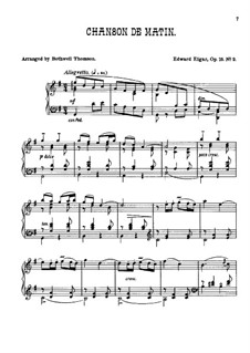 Two Pieces, Op.15: No.2 Chanson de matin, for piano by Edward Elgar