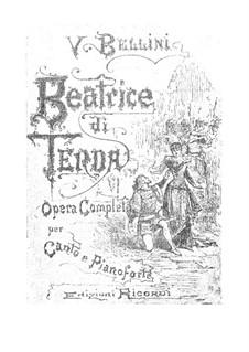 Beatrice di Tenda: Partitura Piano-vocal by Vincenzo Bellini